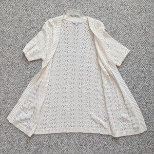 Classic Editions Women's (Large) Knit Crochet Open Cardigan/Sweater w/Cut-Outs
